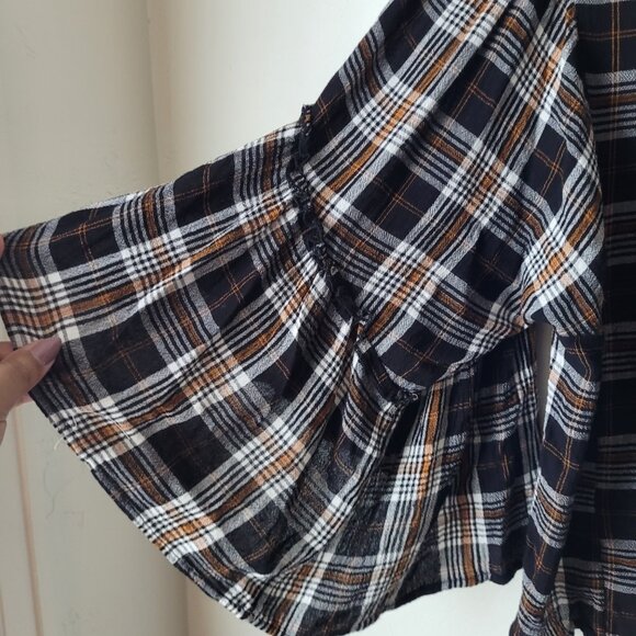Maurices Kimono Sleeves Plaid Blouse - Picture 7 of 7